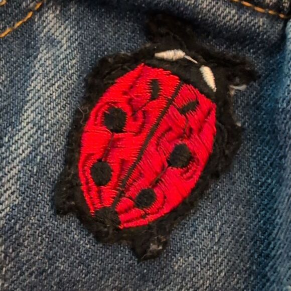 Lola + The Boys Denim Butterfly Flower & Ladybug Patch Jean Skirt Girl 7 - Picture 5 of 6